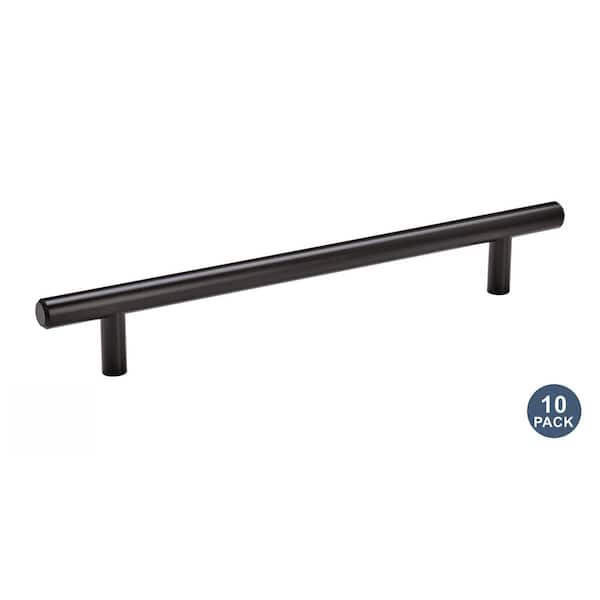 10-Pack Bar Pulls 7 in.  178mm  Modern Matte Black Bar Cabinet Pulls