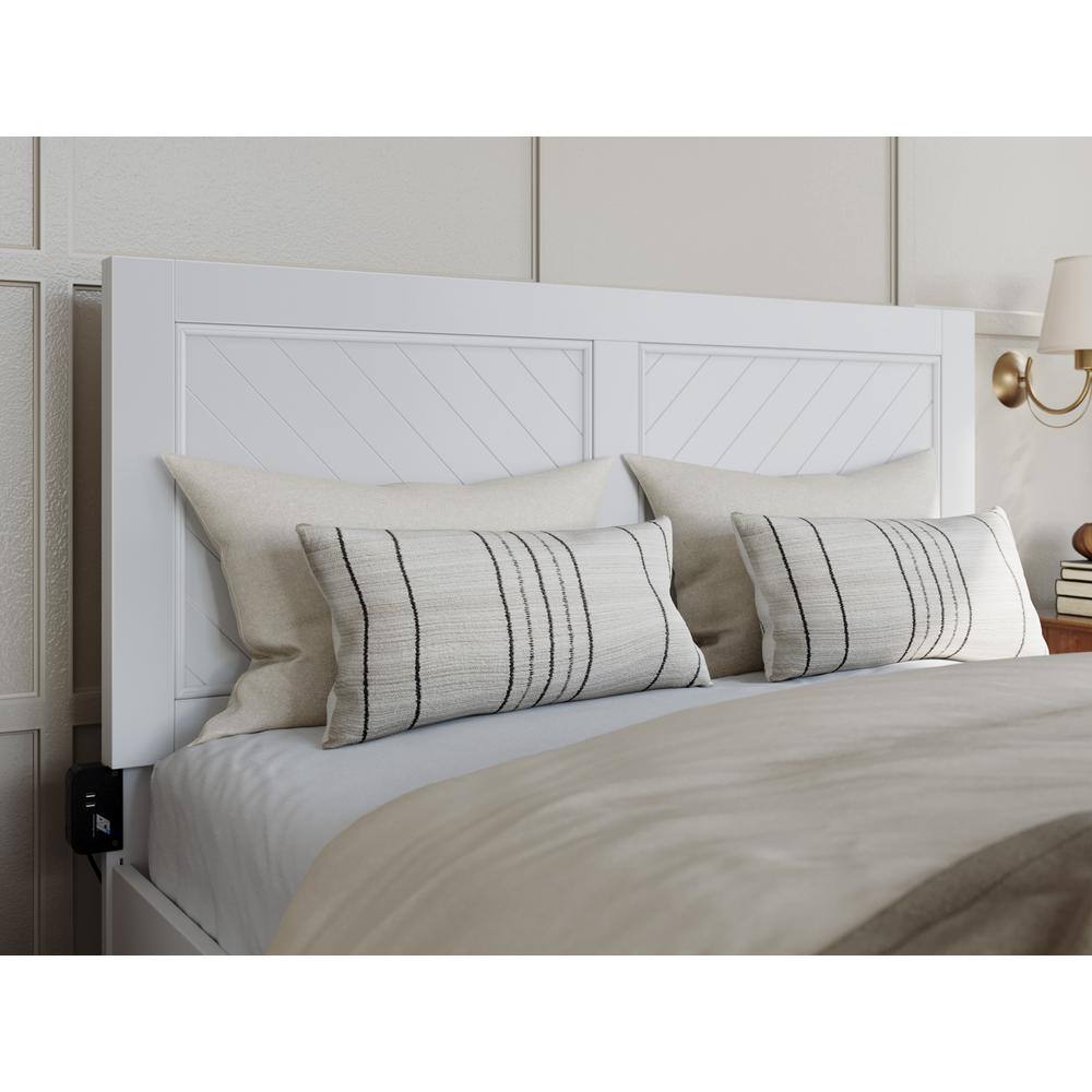 Canyon White Full Wood Platform Bed with Storage Drawers