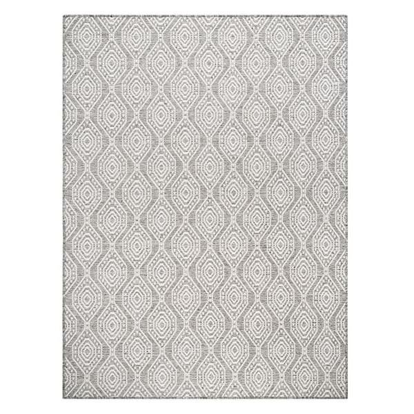 Corin Ogee Grey Indoor/Outdoor 8 ft. x 10 ft. Polypropylene Area Rug