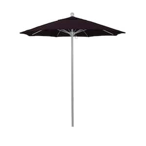 7.5 ft. Gray Woodgrain Aluminum Commercial Market Patio Umbrella Fiberglass Ribs and Push Lift in Purple Pacifica