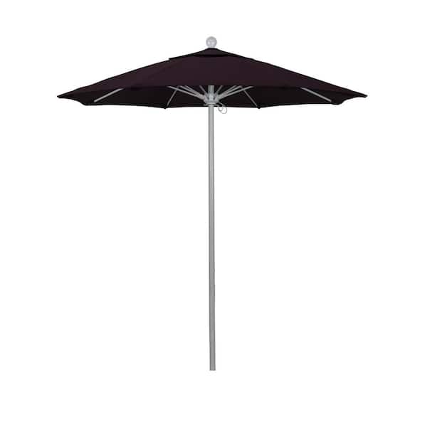 California Umbrella 7.5 ft. Gray Woodgrain Aluminum Commercial Market Patio Umbrella Fiberglass Ribs and Push Lift in Purple Pacifica