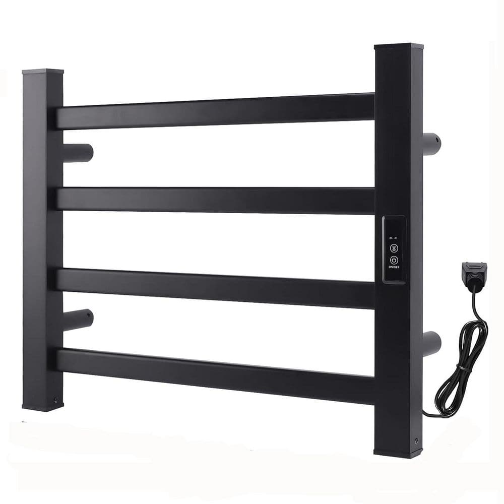 4 Bars Screw-In Electric Plug-In Towel Warmer Rack, Wall-Mounted, Stainless