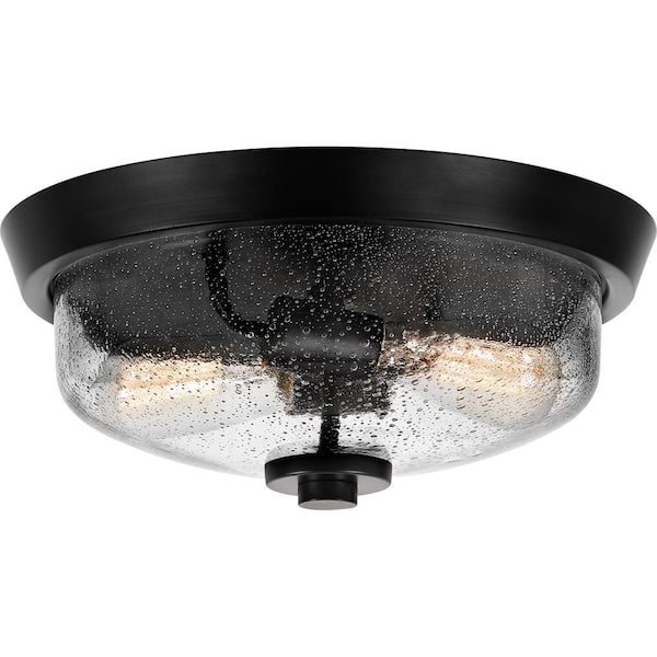 Quoizel Radius 13 in. 2-Light Earth Black Flush Mount QF3414EK - The ...