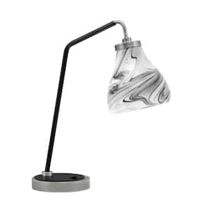 Delgado 16.5 in. Graphite and Matte Black Accent Desk Lamp with Onyx Swirl Glass