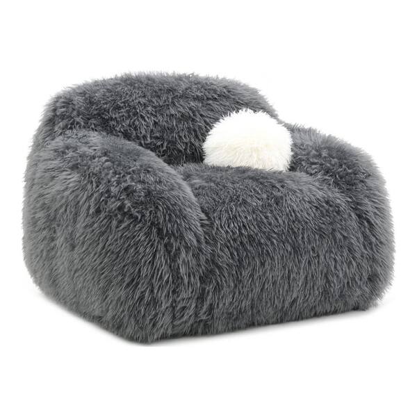 Furniture of America Sylvan Charcoal Gray Faux Fur Fabric Accent