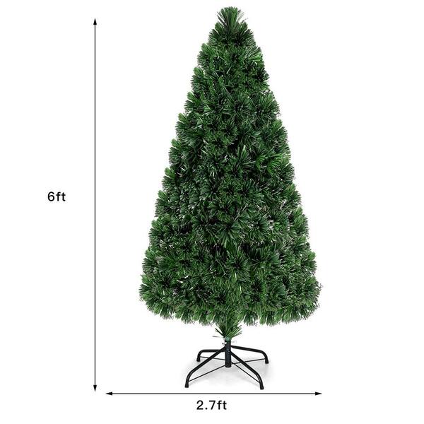 WELLFOR 6 ft. Pre-Lit Fiber Optic Artificial PVC Christmas Tree with Metal  Stand CM-HJY-20526 - The Home Depot