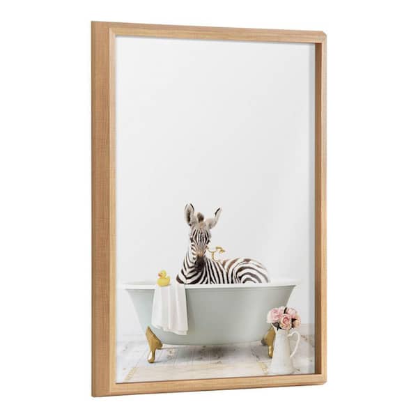 Blake Zebra Cottage Bathroom by Amy Peterson Art Studio Framed Glass Art Print 24 in. x 18 in.