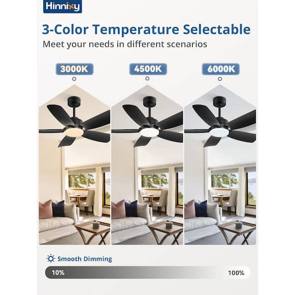 42 in. Indoor Matte Black Standard Ceiling Fan with 3-Color Temperature Integrated LED with Remote Control
