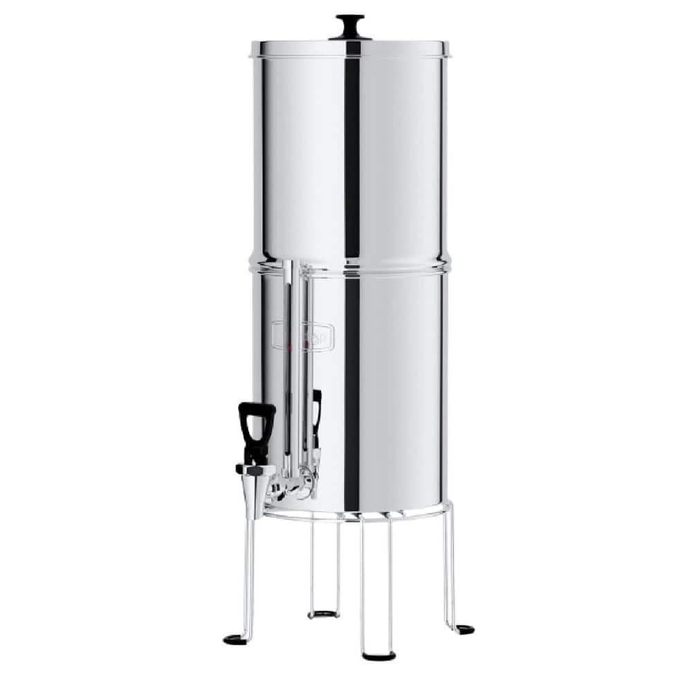 Countertop Water Filter Gravity-Fed Water 2.25G Stainless-Steel System with 4 Filters Metal Water Level Spigot and Stand