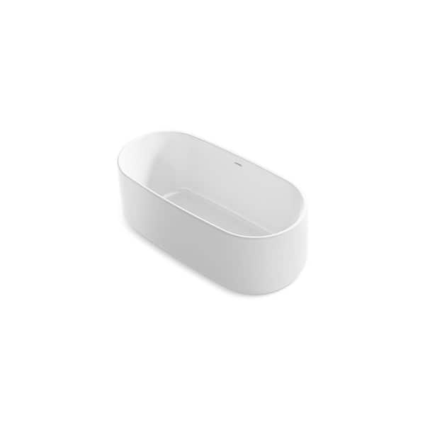 Ceric 60 in. x 25.5 in. Soaking Bathtub with Center Drain in White
