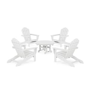 Classic White 5-Piece Plastic Patio Conversation Set in Oversized Adirondack Chair Monterey Bay