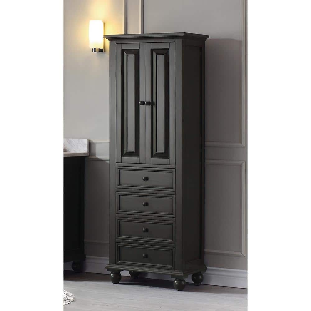 Thompson 24 in. W x 16 in. D x 67.5 in. H Charcoal Glaze Freestanding Linen Cabinet