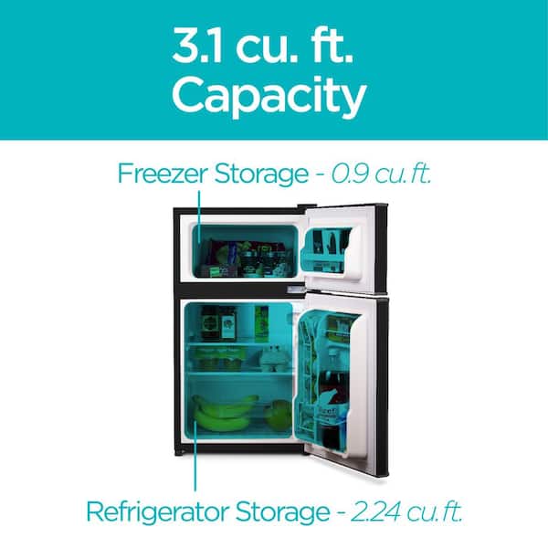BLACK+DECKER 3.1 Cu. Ft. 2 Door Mini Fridge With True Freezer in Stainless  Look BCRDK32V - The Home Depot