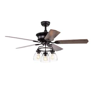 52 in. Indoor/Outdoor Farmhouse Glass Shade 5-Blade Reversible Ceiling Fan with Light Kit and Remote