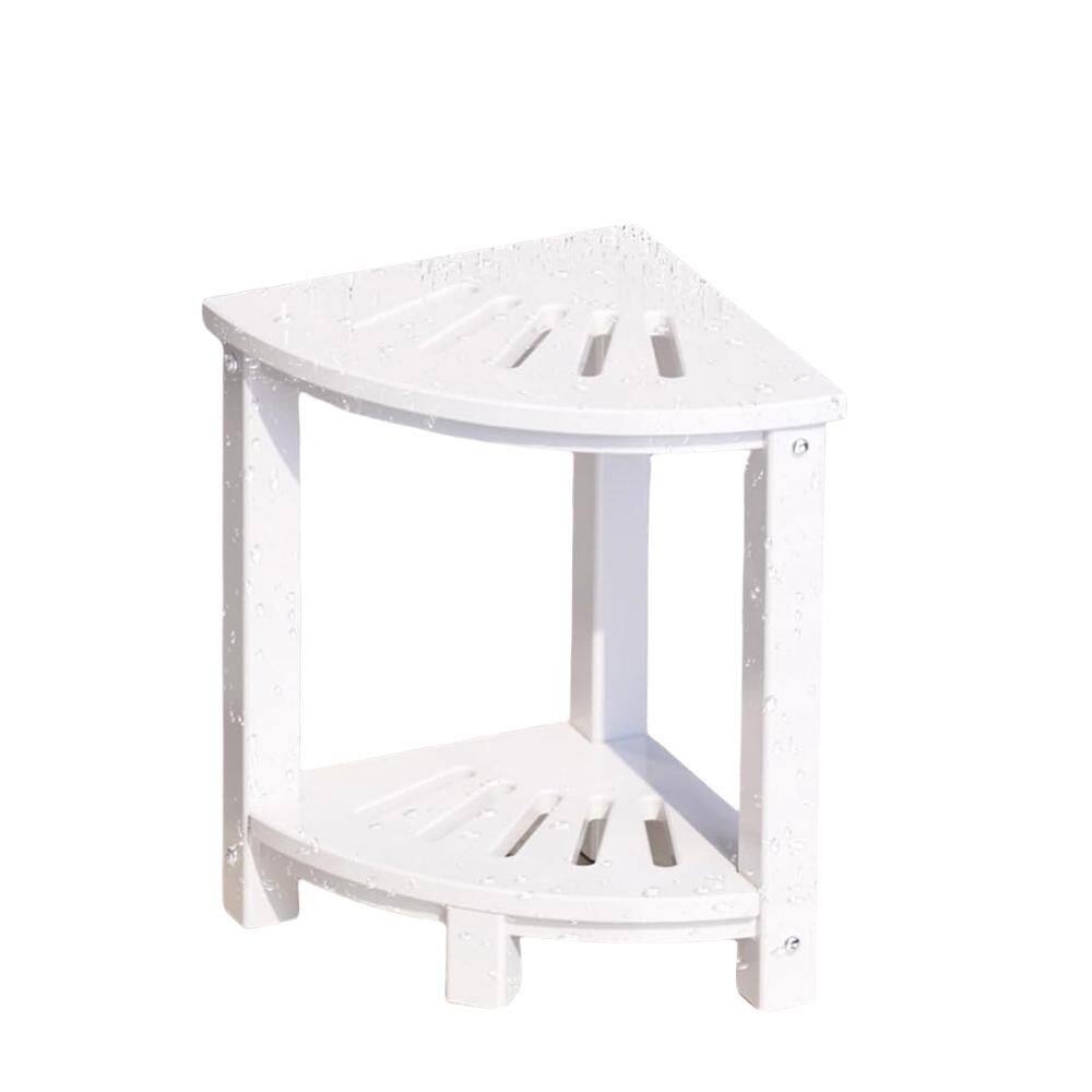 16.61 in. W Non-slip Feet Waterproof HDPE Shower Stool in White with Double-layer Storage Shelf price history on PriceWatchPro