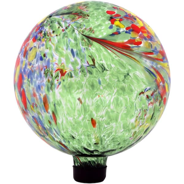 Sunnydaze Decor 10 in. Green Artistic Glass Outdoor Garden Gazing Ball Globe