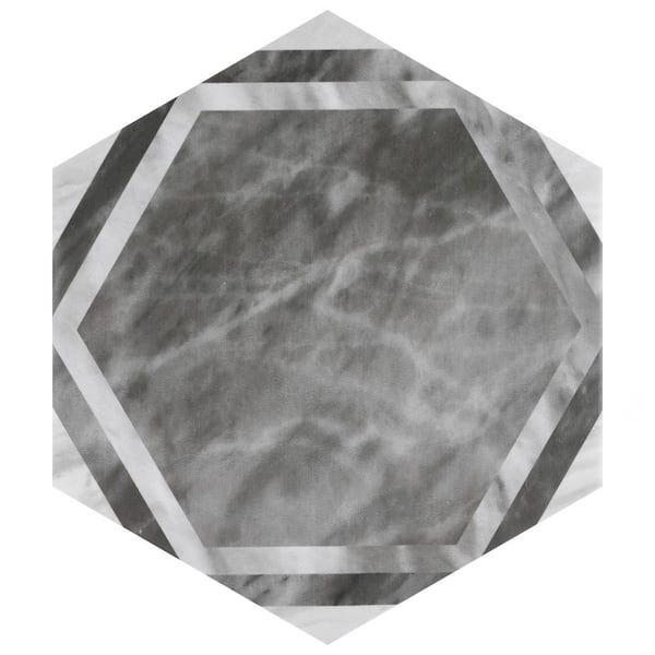 Merola Tile Classico Bardiglio Hex Dimension Dark 7 in. x 8 in. Porcelain Floor and Wall Take Home Tile Sample