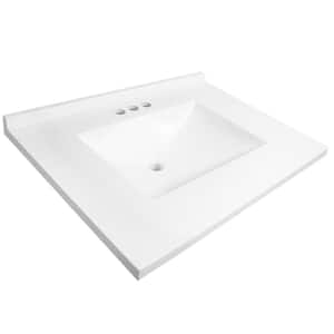 Camilla II 31 in. W x 22 in. D Cultured Marble White Round Single Sink 4 in Centerset Vanity Top in Solid White