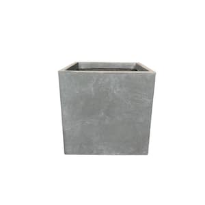 10 in. Tall Slate Gray Lightweight Concrete Square Modern Outdoor Planter