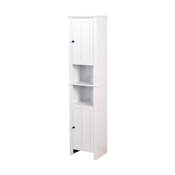 16 in. W x 12 in. D x 67 in. H Slim Multi-Scene White Bath Storage Cabinet with Adjustable Shelves, Anti-Tip & 6 Shelves