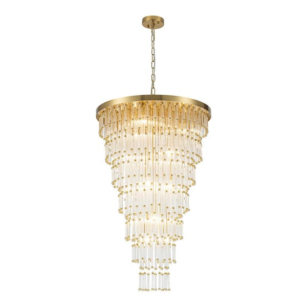Zion 13-Light Luxury Modern Gold Long Staircase Large Hallway Indoor Stair LED Hanging Chandelier