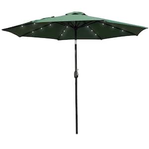 Sierra 9 ft. Steel Market Solar LED Tilt Patio Umbrella in Green