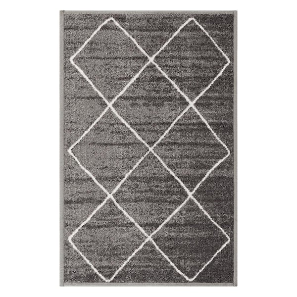 Well Woven Kings Court Clover Grey 2 ft. x 3 ft. Modern Moroccan Trellis Area Rug