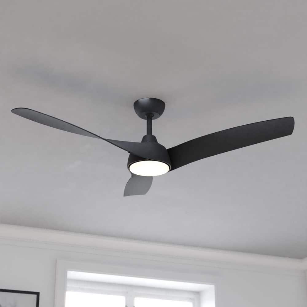 Crest Hill 56 in. Matte Black Matte Black Blades, Ceiling Fan with Integrated LED Light Kit Included Remote Control price history on PriceWatchPro