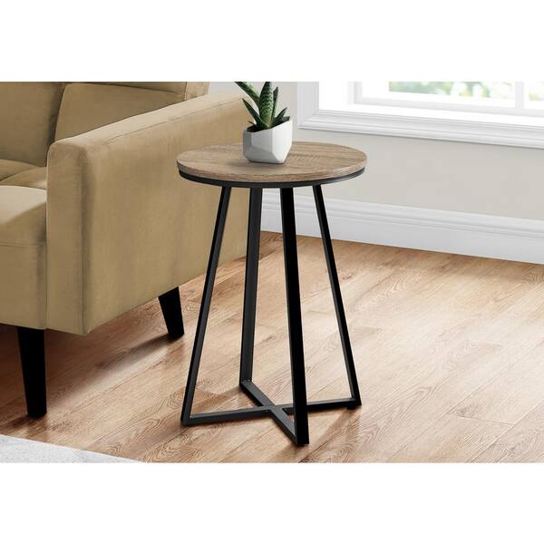 Unbranded 15.75 in. Dark Taupe Round Particle Board End Table