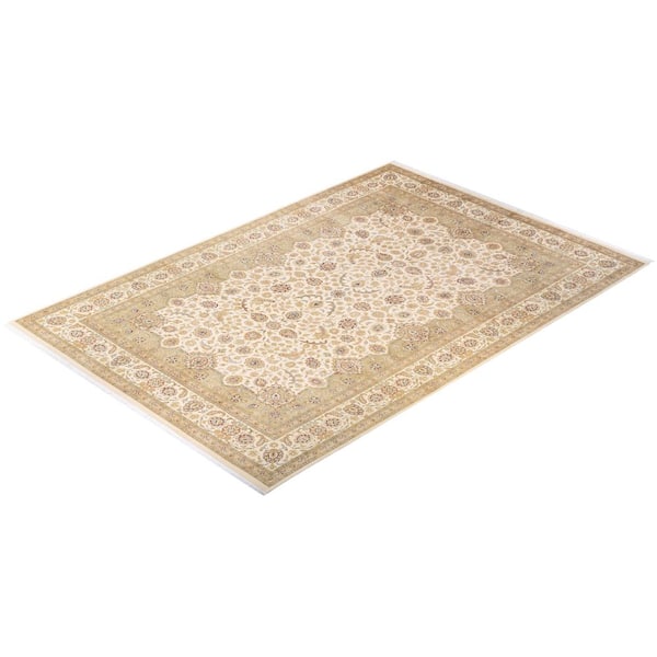Mogul One-of-a-Kind Traditional Ivory 8 ft. 2 in. x 12 ft. Oriental Area Rug