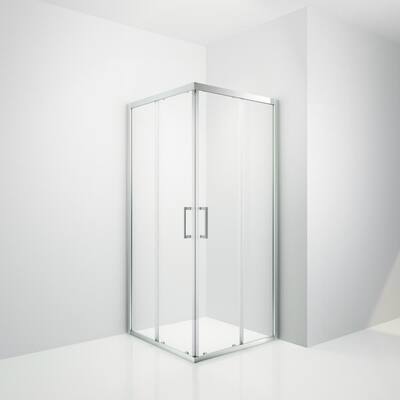 36 in. W x 76 in. H Sliding Framed Shower Door/Enclosure in Chrome with Handle