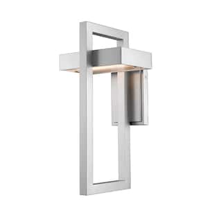 Luttrel Silver 18 in Outdoor Hardwired Lantern Wall Sconce with Integrated LED