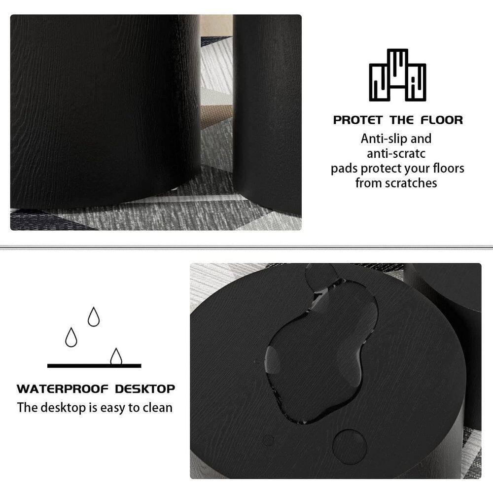 Matte Black Round Wood Nesting Coffee Table Set, 2 Pieces