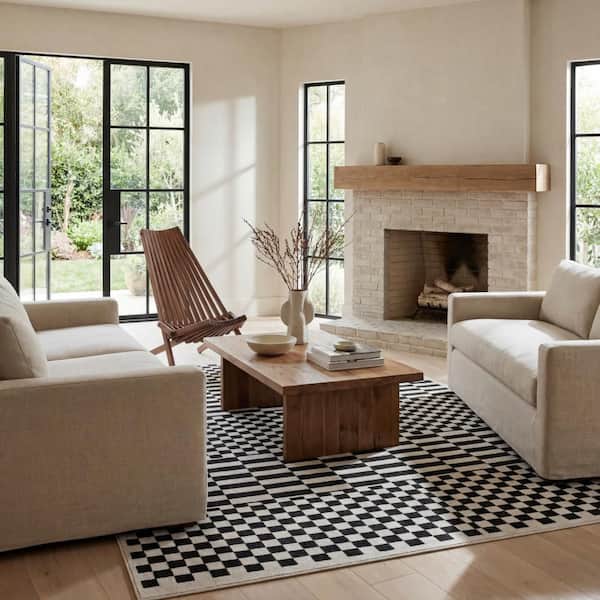 Nikita Spin Clean Faded Geometric Machine Washable Area Blue 8 ft. x 10 ft. Indoor Area Rug