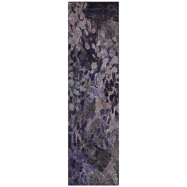 Chantille Machine Washable Indoor/Outdoor Abstract ACN2737 Eggplant 2 ft. x 7 ft. Runner Rug