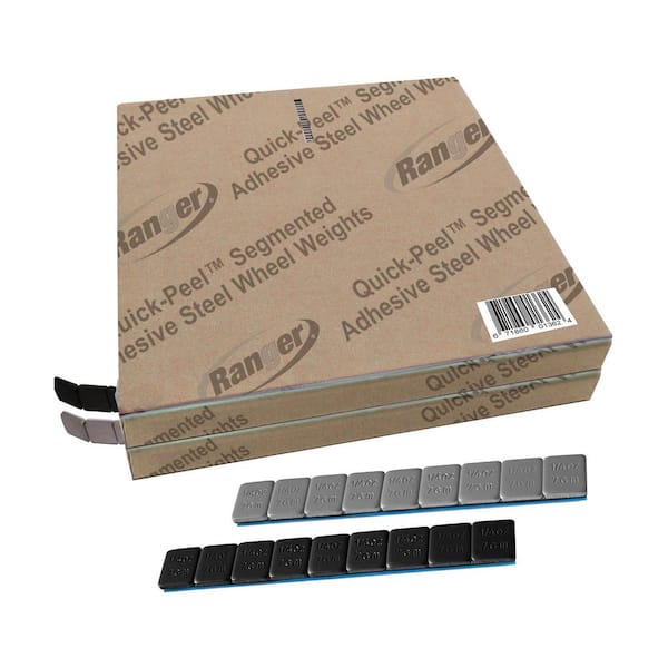 RANGER Adhesive Steel Wheel Weights, Silver and Black Combo Set, Sold as Roll (1400 pcs. - 0.25 oz. - 1/2 in. Wide)