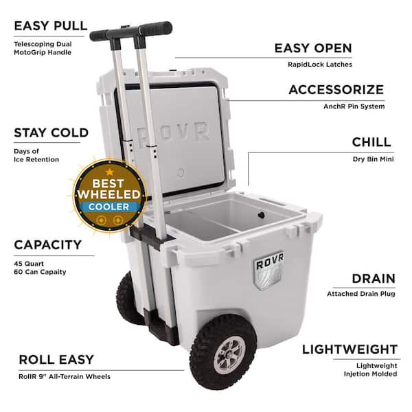 RovR RollR 45 qt. Wheeled Hard Cooler with Telescopic Handle