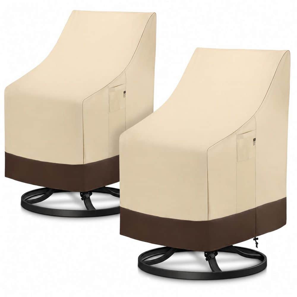 2 Pack 29”W x 30”D x 42”H Beige Brown Waterproof High Back Patio Chair Cover for Outdoor Dining Swivel Stackable Seating price history on PriceWatchPro