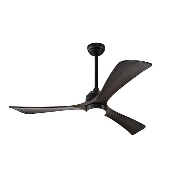52 in. Black Indoor Quiet DC Motor Black Solid Wood 3 Blade Ceiling Fan with 6-Speed Remote