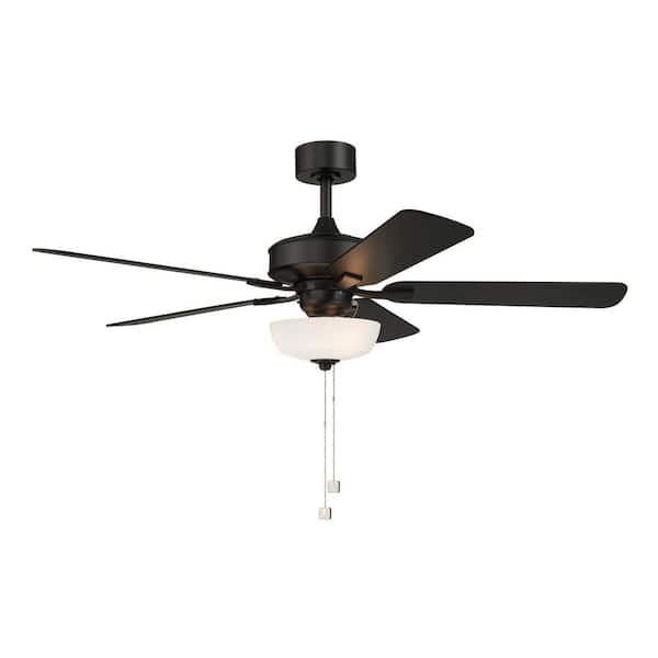 Gallant II 52 in. Indoor/Covered Outdoor Downrod Matte Black Transitional Ceiling Fan w/ Three 3000K LED Bulbs Included