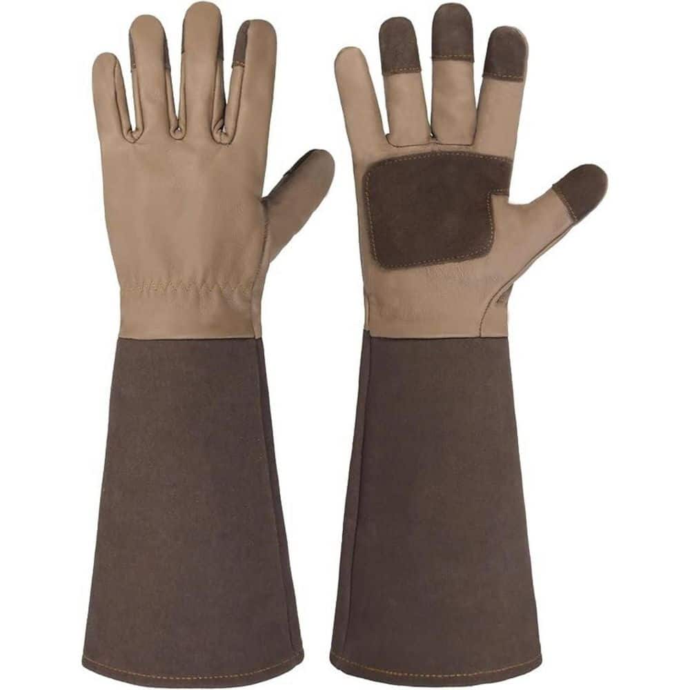 Misopily 17 in. Durable Long Gauntlet Leather Large Gardening