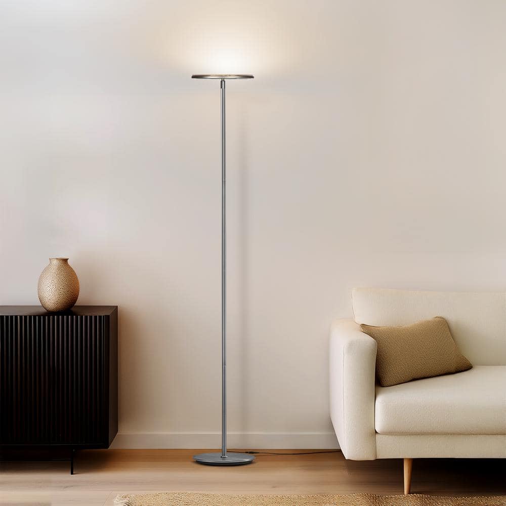 Brushed Nickel 67" LED Torchiere Floor Lamp with Voice Control