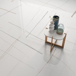 Terius Sahara Blanco 47.24 in. x 47.24 in. Polished Marble Look Porcelain Floor and Wall Tile (15.49 sq. ft./Case)