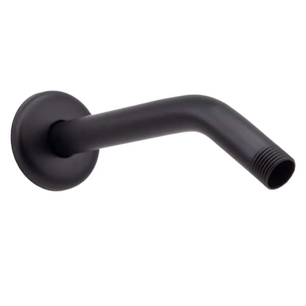 Westbrass 1/2 in. IPS x 8 in. Brass Shower Arm with Flange, Matte Black