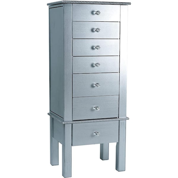 Hannah Silver Jewelry Armoire 38.125 in. x 15.75 in. x 11.875 in.