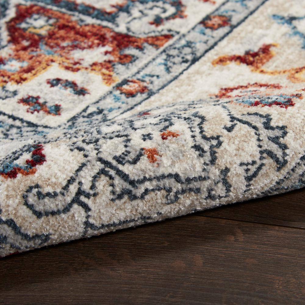 Geneva Medallion Fringe Edge Blue and Grey Transitional Rug