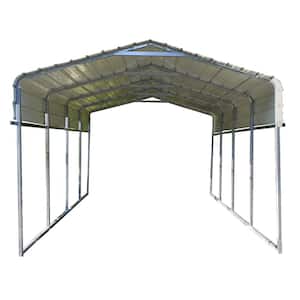 12 ft. x 25 ft. Metal with Corrugated Roof Panels Gray Carport