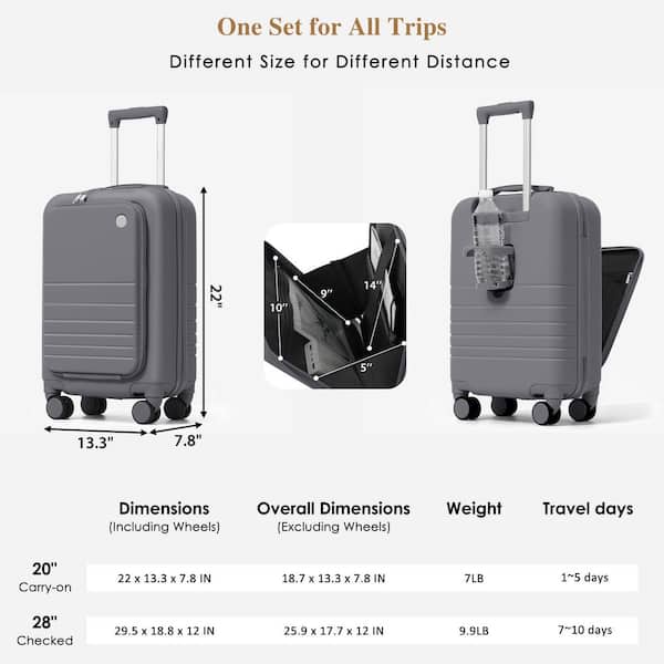 Merax 4-Piece Gray Expandable ABS Plastic Hardshell Luggage Set w
