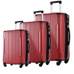 Modern 3-Piece Red Hardshell Spinner Luggage Set with TSA Approved Lock, Lightweight 20''24''28'' & Telescopic Handle