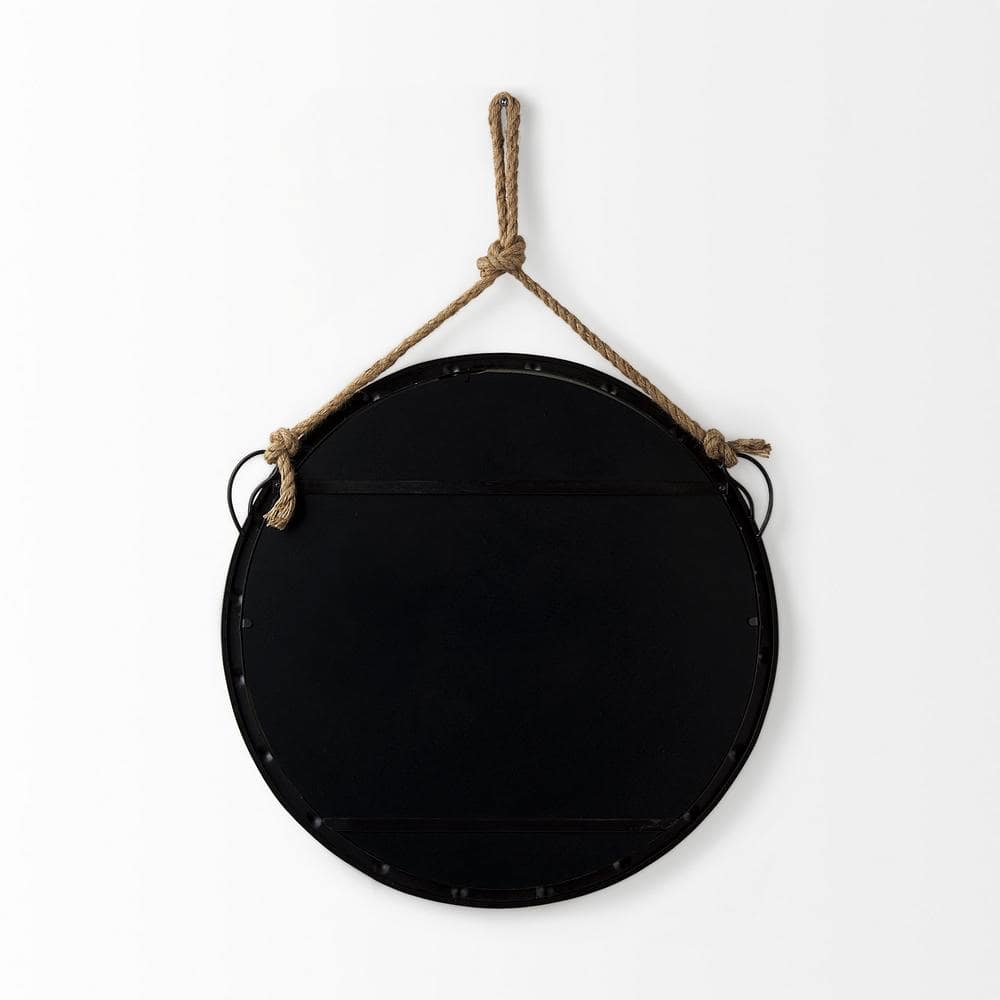 Pendula 27" Black Metal Round Frame Mirror